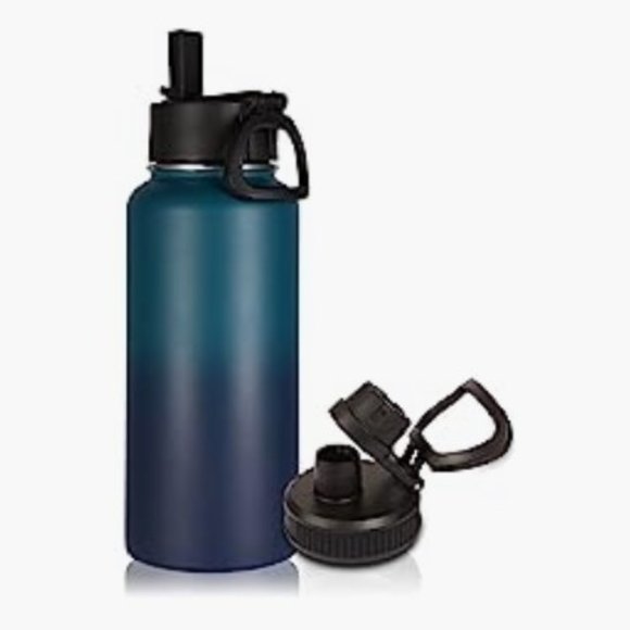 Insulated Stainless Steel Sports Water Bottle - Leak Proof w/ 2 Lids - Picture 1 of 10